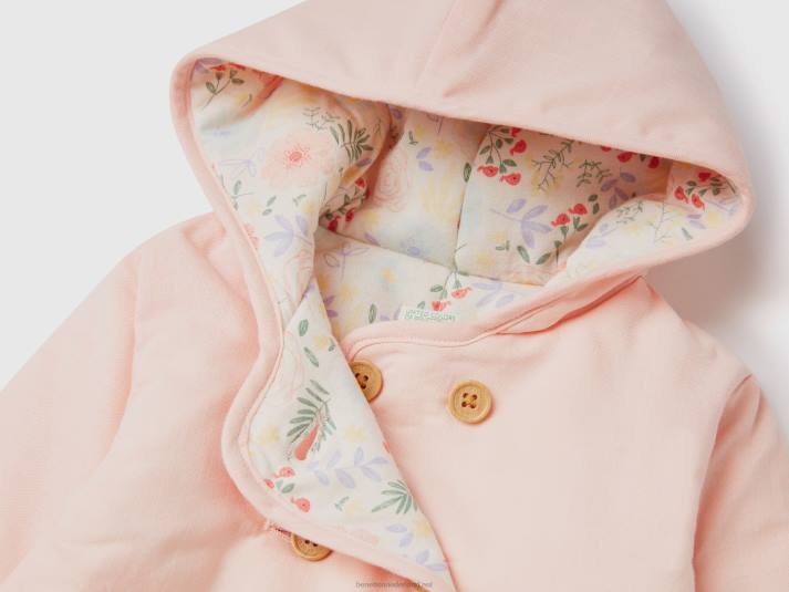 kinderen Benetton lichte jas met capuchon zacht roze 4R625736