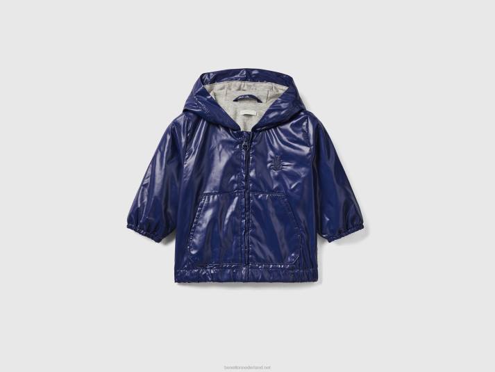 kinderen Benetton lichtgewicht jack met capuchon donkerblauw 4R623069