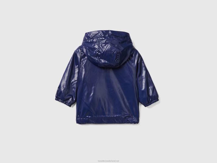 kinderen Benetton lichtgewicht jack met capuchon donkerblauw 4R625733