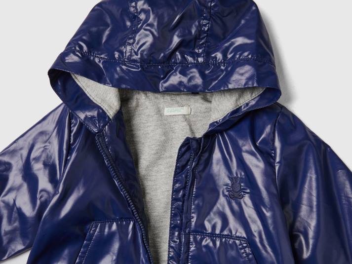 kinderen Benetton lichtgewicht jack met capuchon donkerblauw 4R625733