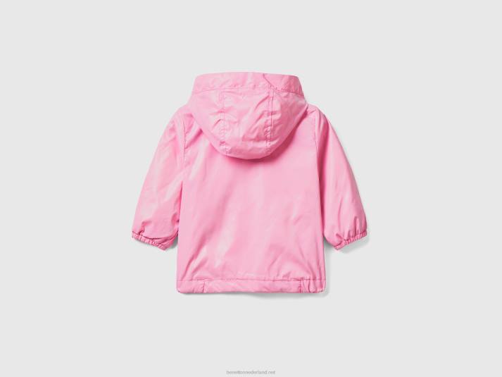 kinderen Benetton lichtgewicht jack met capuchon roze 4R623068