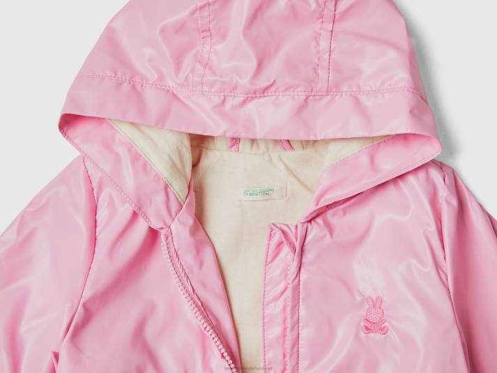 kinderen Benetton lichtgewicht jack met capuchon roze 4R623068