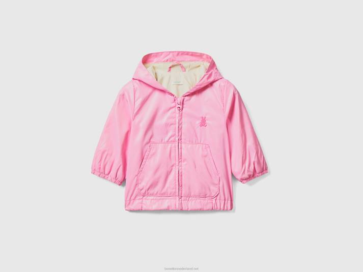 kinderen Benetton lichtgewicht jack met capuchon roze 4R625734