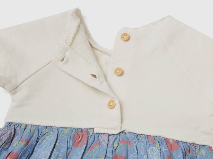kinderen Benetton jurk met bloemen van duurzame viscose luchtmacht blauw 4R623288