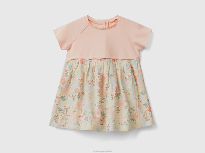 kinderen Benetton jurk met bloemen van duurzame viscose veelkleurig 4R623287