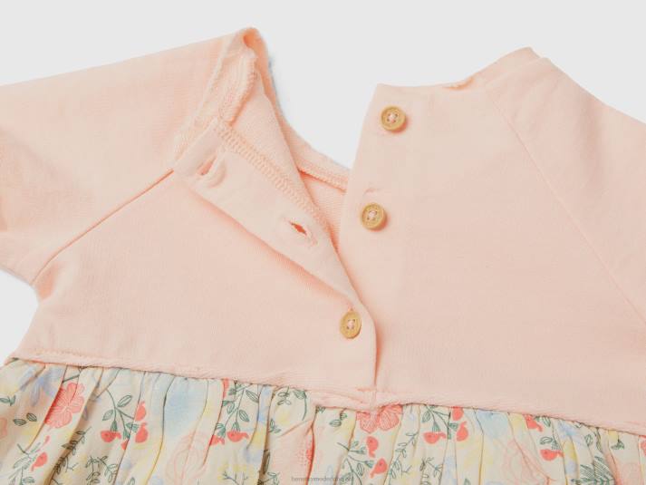 kinderen Benetton jurk met bloemen van duurzame viscose veelkleurig 4R623287