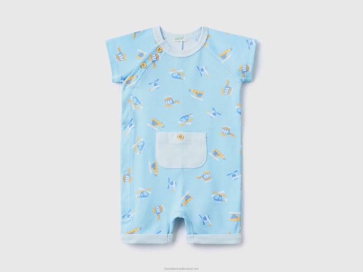 kinderen Benetton Gedessineerde romper van biologisch katoen lichtblauw 4R623180