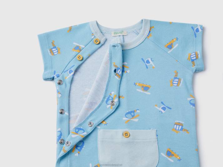 kinderen Benetton Gedessineerde romper van biologisch katoen lichtblauw 4R623180