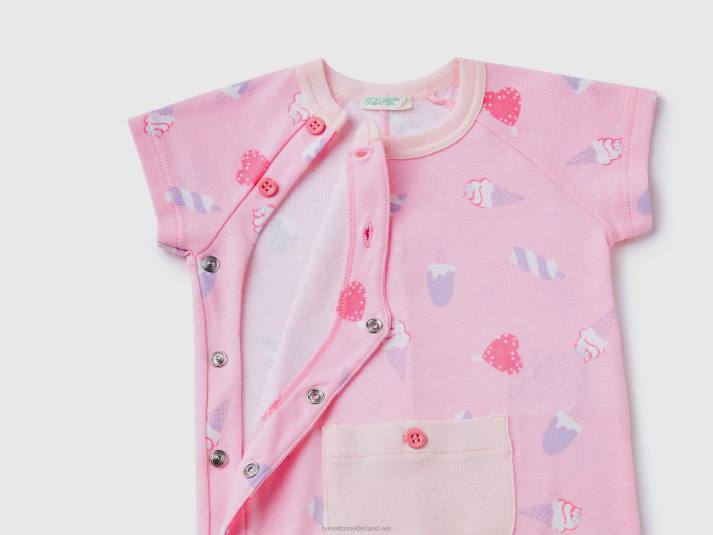 kinderen Benetton Gedessineerde romper van biologisch katoen roze 4R623208