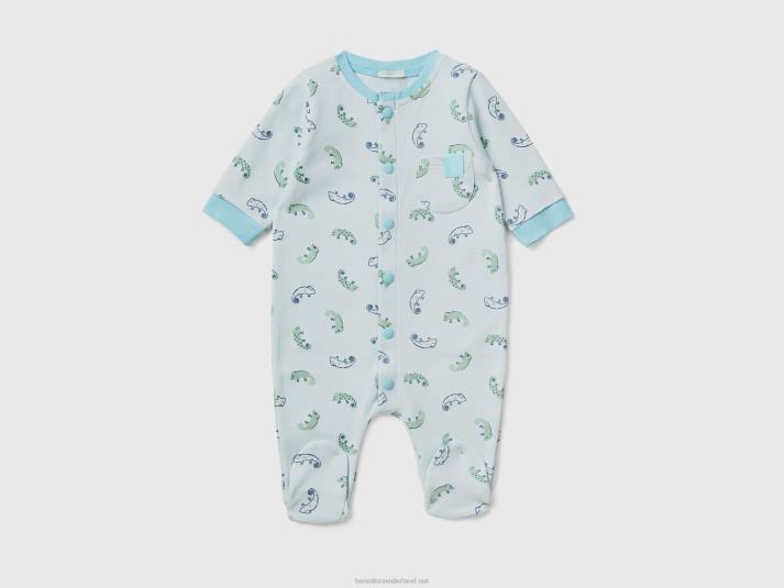 kinderen Benetton Onesie met patroon van biologisch katoen hemelsblauw 4R623190