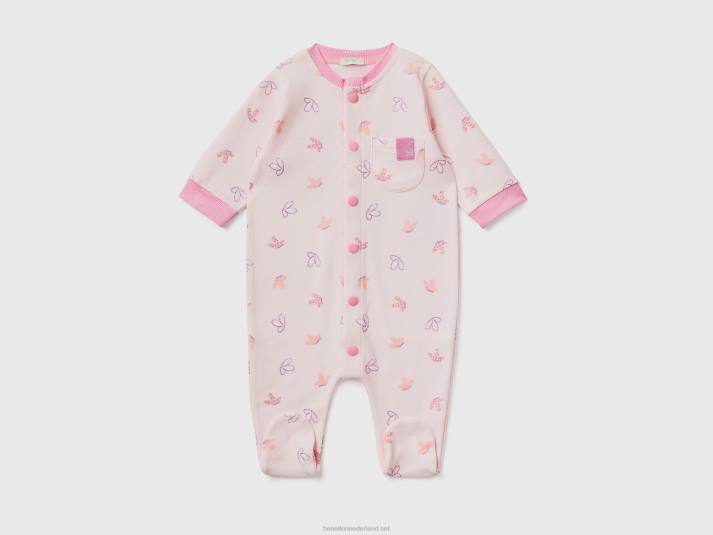 kinderen Benetton Onesie met patroon van biologisch katoen zacht roze 4R623202
