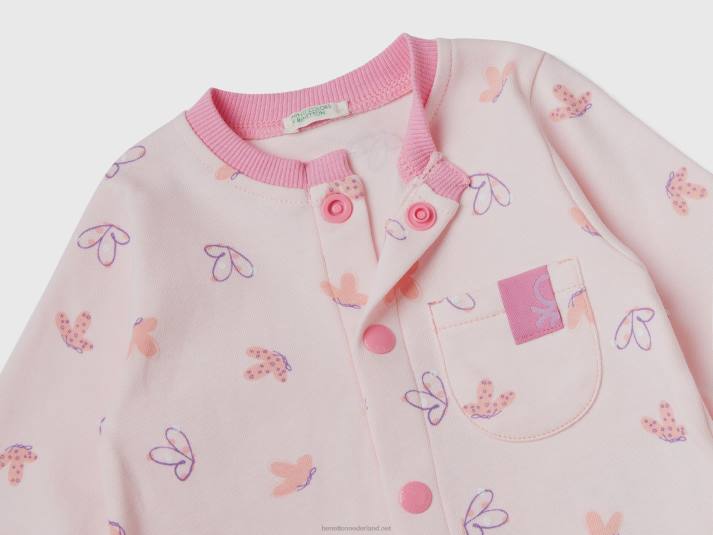 kinderen Benetton Onesie met patroon van biologisch katoen zacht roze 4R623202
