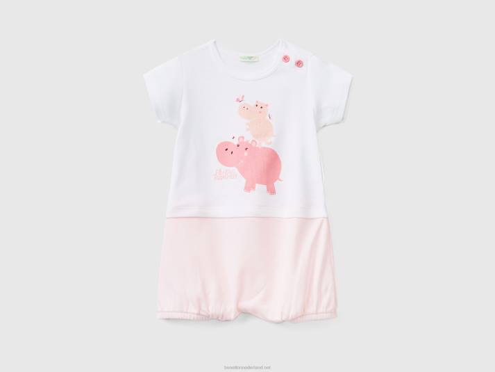 kinderen Benetton colourblock onesie van biologisch katoen roze 4R623199