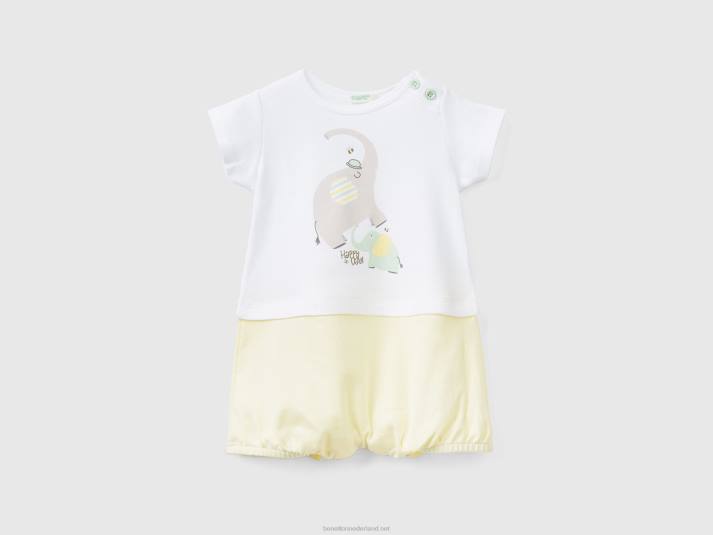kinderen Benetton colourblock onesie van biologisch katoen vanille 4R623194