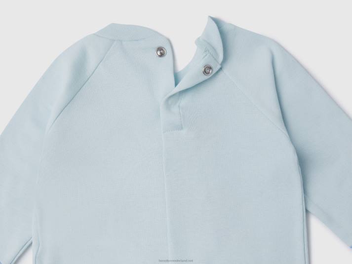 kinderen Benetton lange onesie van puur biologisch katoen lichtblauw 4R623178