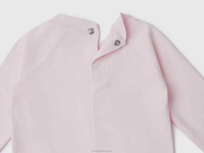 kinderen Benetton lange onesie van puur biologisch katoen pastelroze 4R623174