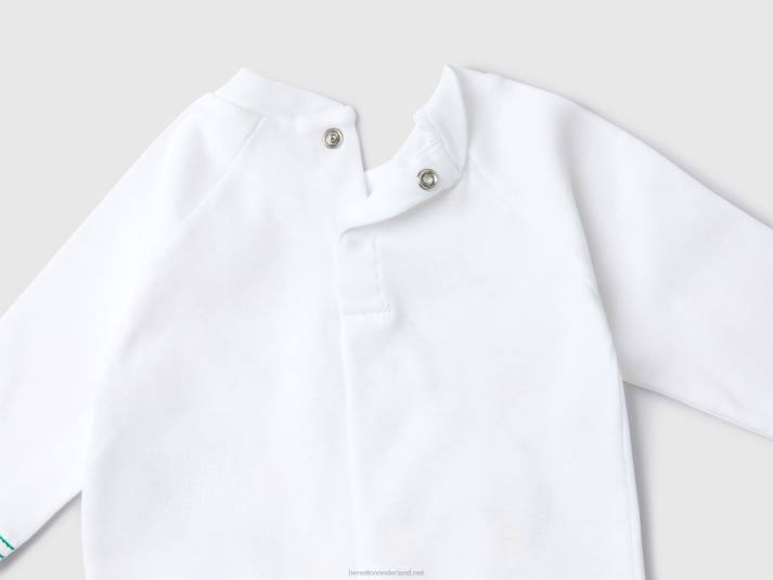 kinderen Benetton lange onesie van puur biologisch katoen wit 4R623198