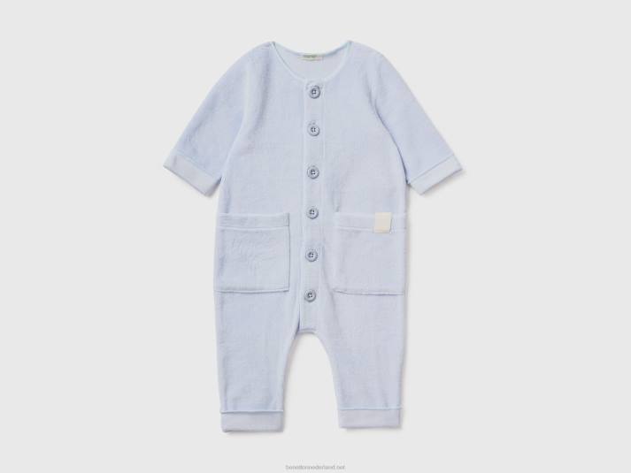 kinderen Benetton onesie van chenille met zakken hemelsblauw 4R623203