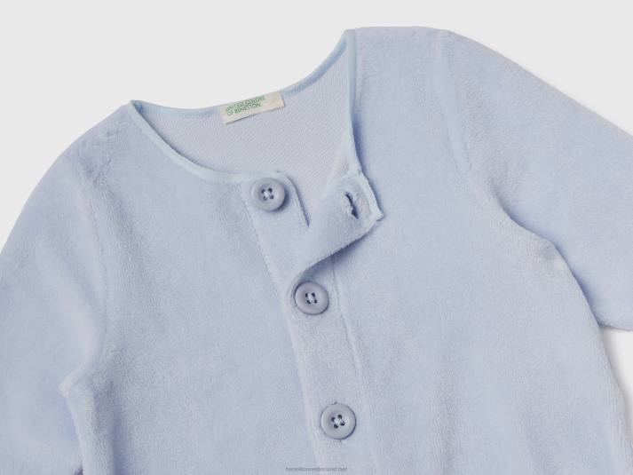 kinderen Benetton onesie van chenille met zakken hemelsblauw 4R623203