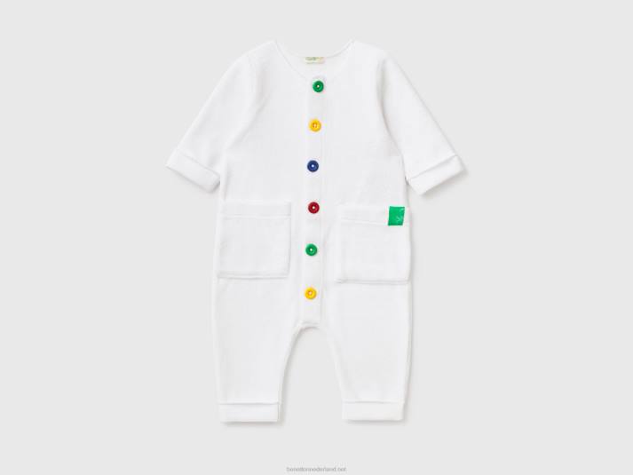 kinderen Benetton onesie van chenille met zakken wit 4R623171
