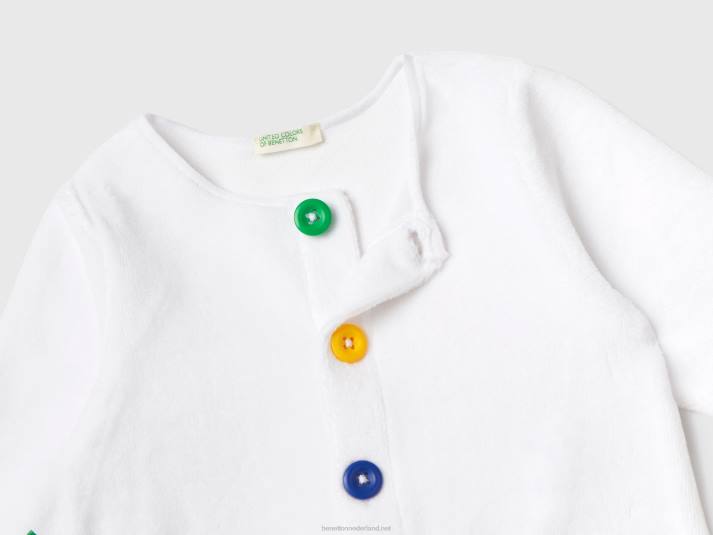 kinderen Benetton onesie van chenille met zakken wit 4R623171