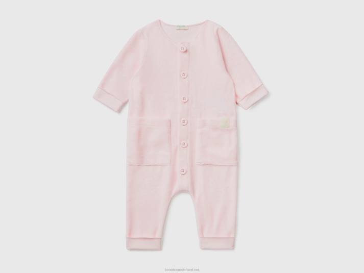 kinderen Benetton onesie van chenille met zakken zacht roze 4R623200