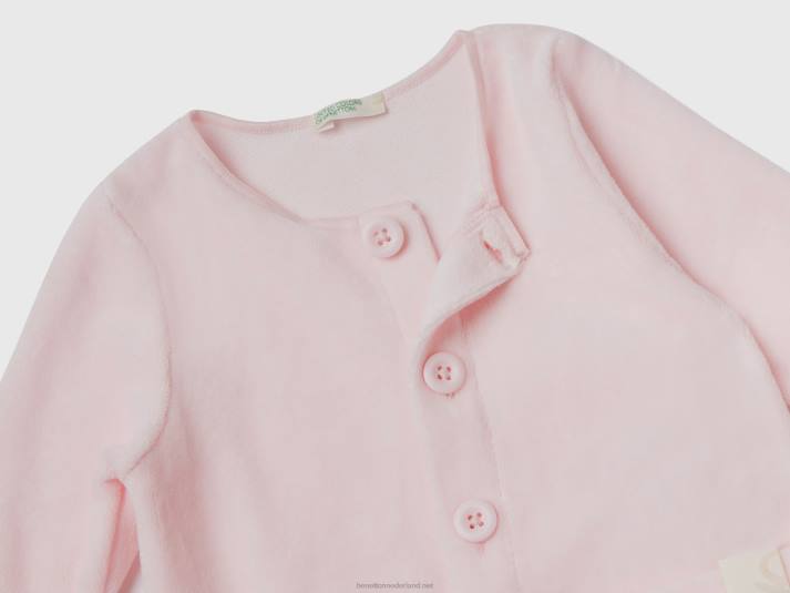 kinderen Benetton onesie van chenille met zakken zacht roze 4R623200