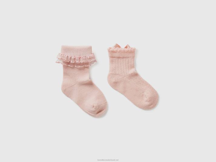 kinderen Benetton sokkenset van een katoenmix roze 4R623300