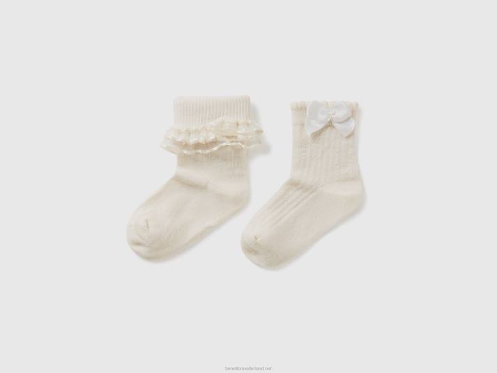 kinderen Benetton sokkenset van een katoenmix wit 4R623293