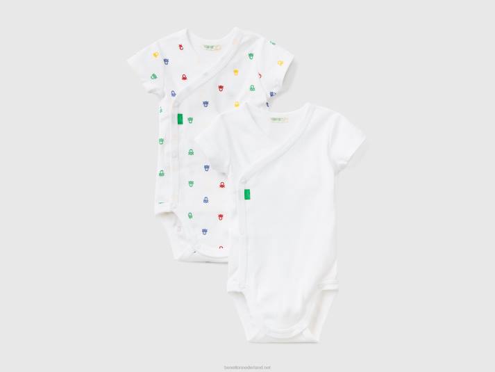 kinderen Benetton twee body's met korte mouwen van biologisch katoen veelkleurig 4R625872