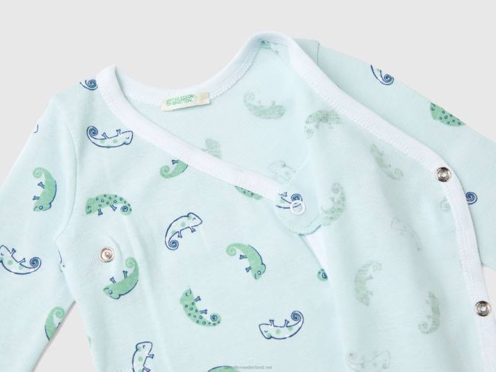 kinderen Benetton twee body's met lange mouwen van biologisch katoen hemelsblauw 4R625885