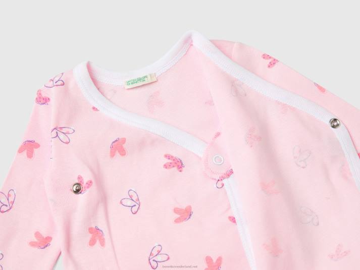 kinderen Benetton twee body's met lange mouwen van biologisch katoen zacht roze 4R625884
