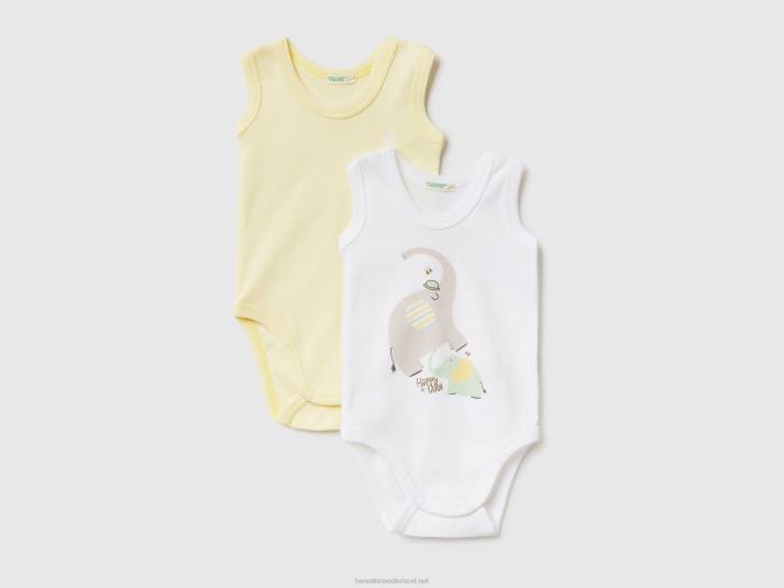 kinderen Benetton twee body's van biologisch katoen met print veelkleurig 4R623204