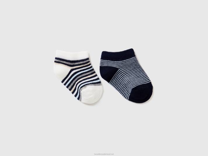 kinderen Benetton twee korte jacquardsokken donkerblauw 4R623295