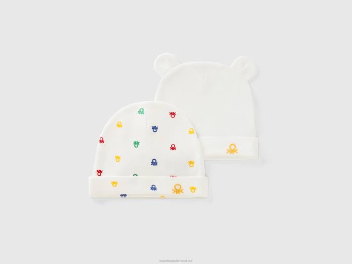 kinderen Benetton twee mutsen van biologisch katoen veelkleurig 4R623298