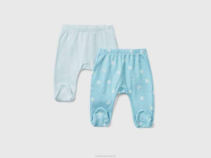 kinderen Benetton twee stijgbeugelbroeken van biologisch katoen lichtblauw 4R623242