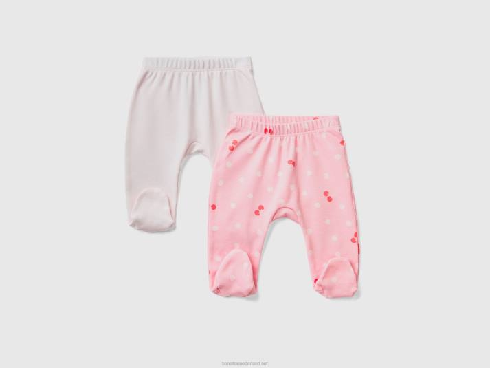 kinderen Benetton twee stijgbeugelbroeken van biologisch katoen roze 4R623272