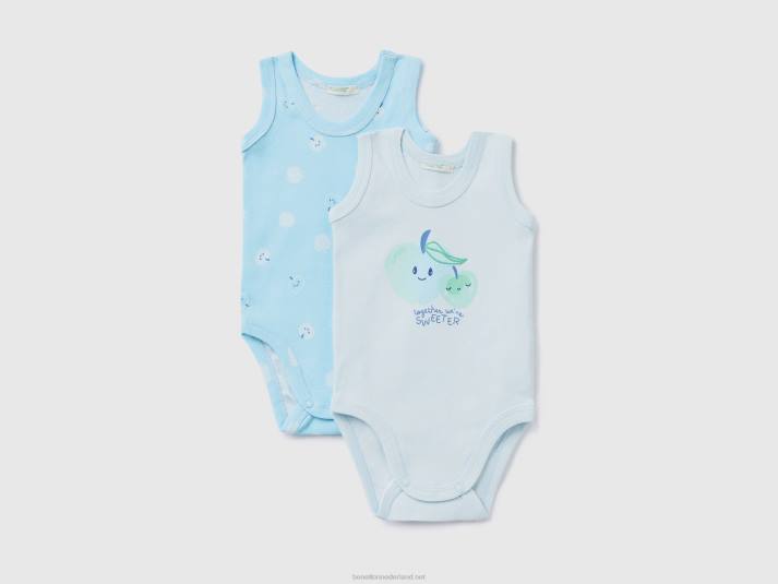 kinderen Benetton twee tanktopbody's van biologisch katoen lichtblauw 4R625868