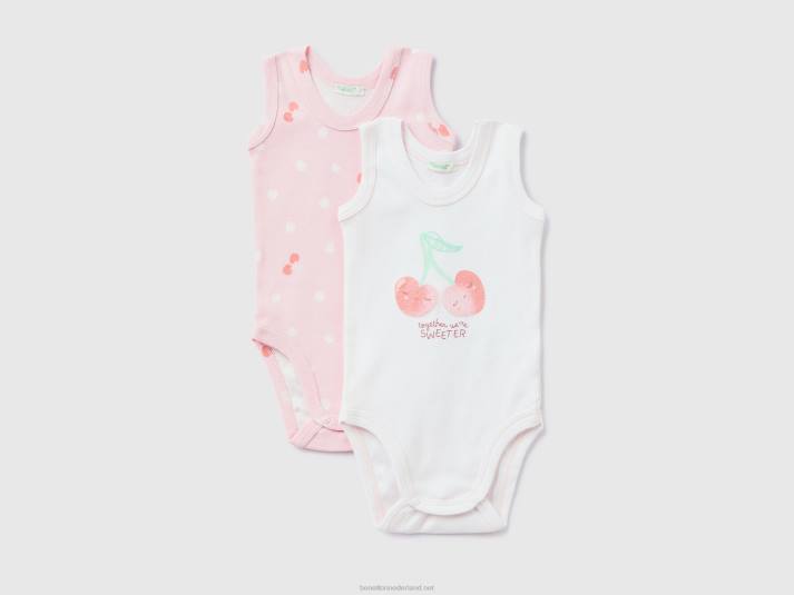 kinderen Benetton twee tanktopbody's van biologisch katoen roze 4R625874