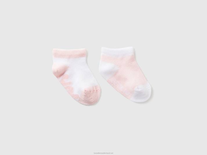 kinderen Benetton tweekleurige sokkenset pastelroze 4R623316