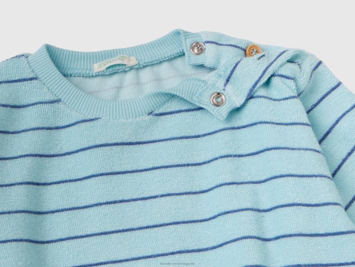 kinderen Benetton gecoördineerde outfit in badstof lichtblauw 4R623099