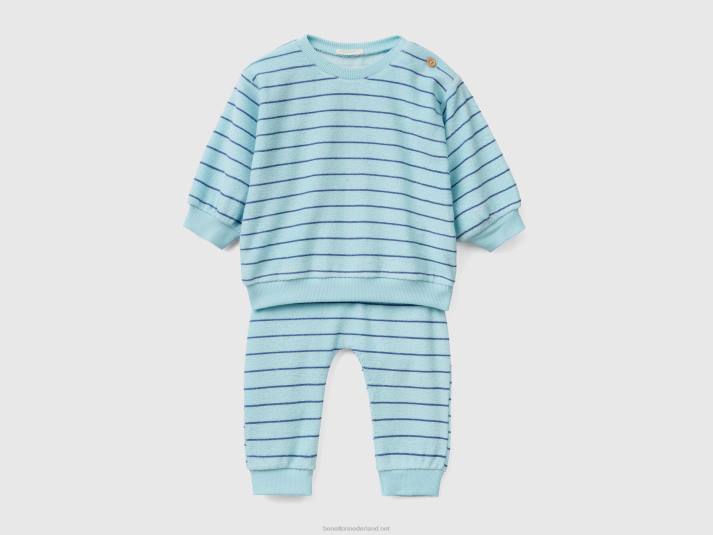 kinderen Benetton gecoördineerde outfit in badstof lichtblauw 4R625765