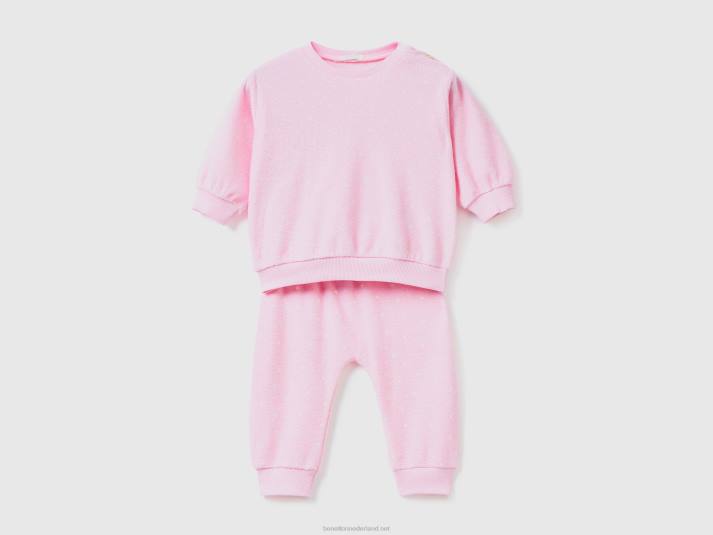 kinderen Benetton gecoördineerde outfit in badstof roze 4R625762