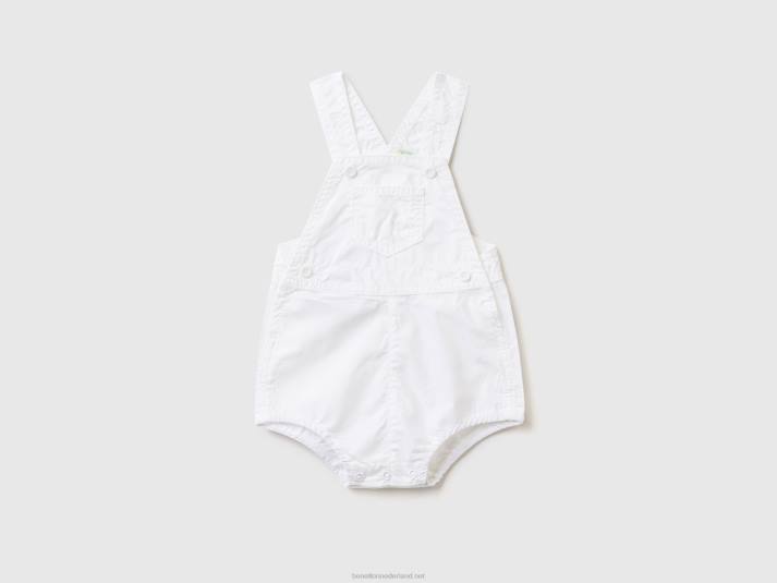 kinderen Benetton overall onesie van 100% katoen wit 4R625770