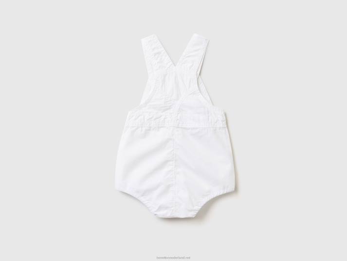 kinderen Benetton overall onesie van 100% katoen wit 4R625770