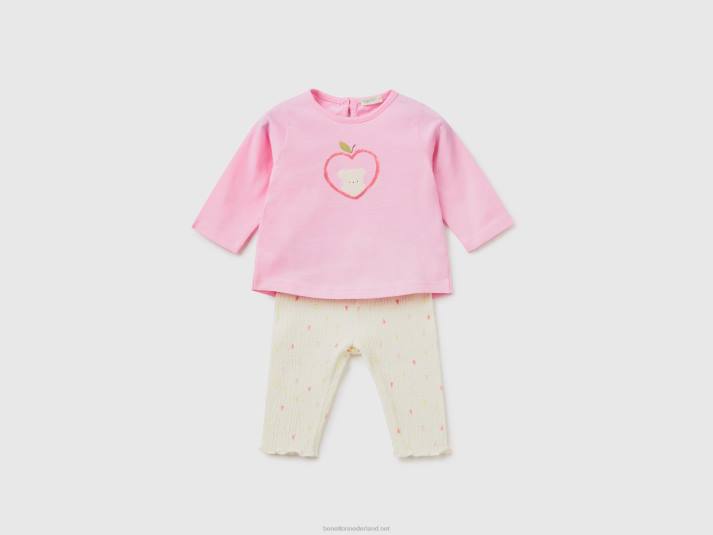 kinderen Benetton set van katoen met prints roze 4R625768