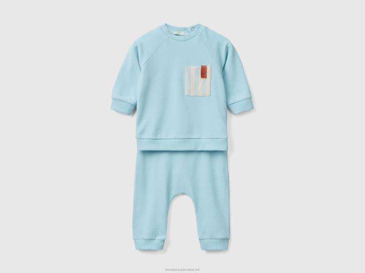 kinderen Benetton sweatshirt en broek set turkoois 4R625749