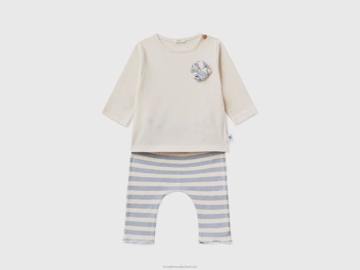 kinderen Benetton t-shirt en broek outfit beige 4R623083