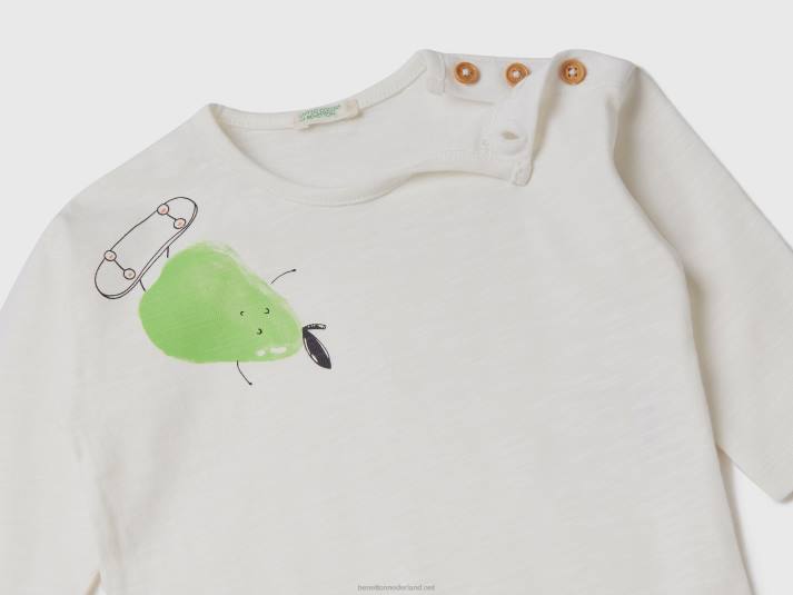 kinderen Benetton t-shirt en broek set wit 4R625767
