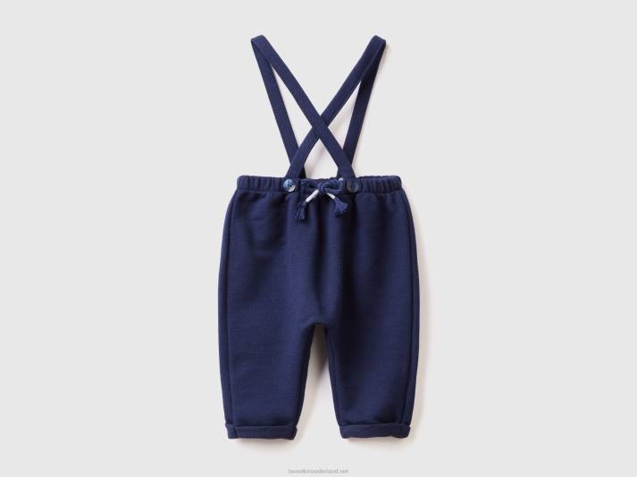 kinderen Benetton tuinbroek van een katoenmix donkerblauw 4R623096